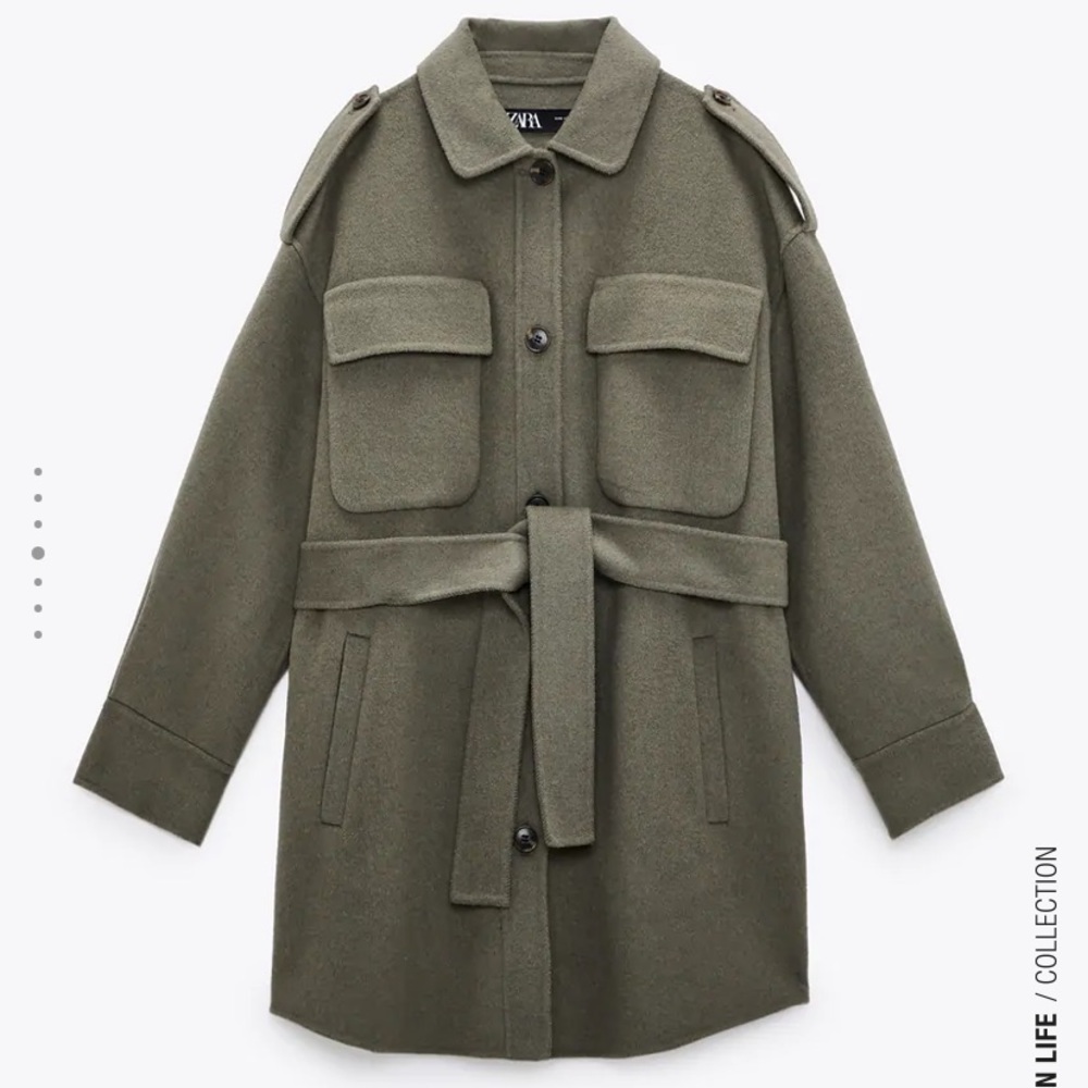 Zara wool blend olive green shacket